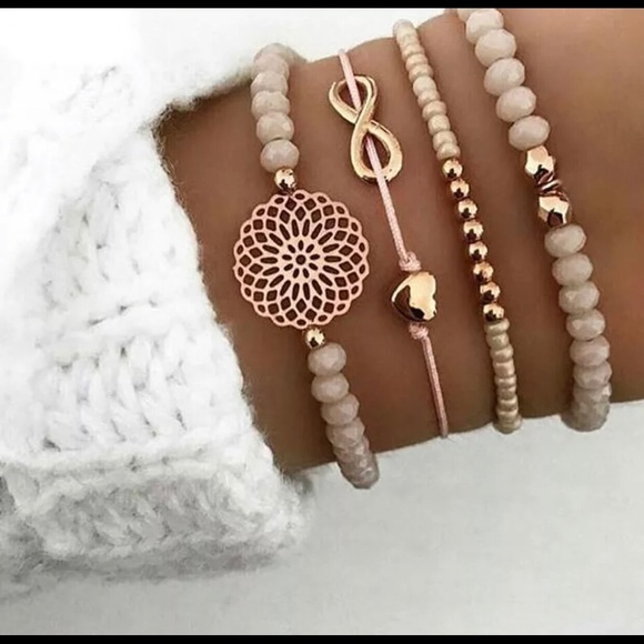 Jewelry - Beaded 4 Piece Nude Bracelet Set